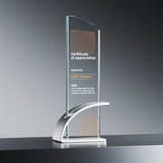 Clear Crystal Award Plaque Professional Recognition Award Custom Business Achievement Display Presentation Stand Executive Desktop Collection UV Print Technology Modern Office Design Beautiful Achievement Celebration Elegant Corporate