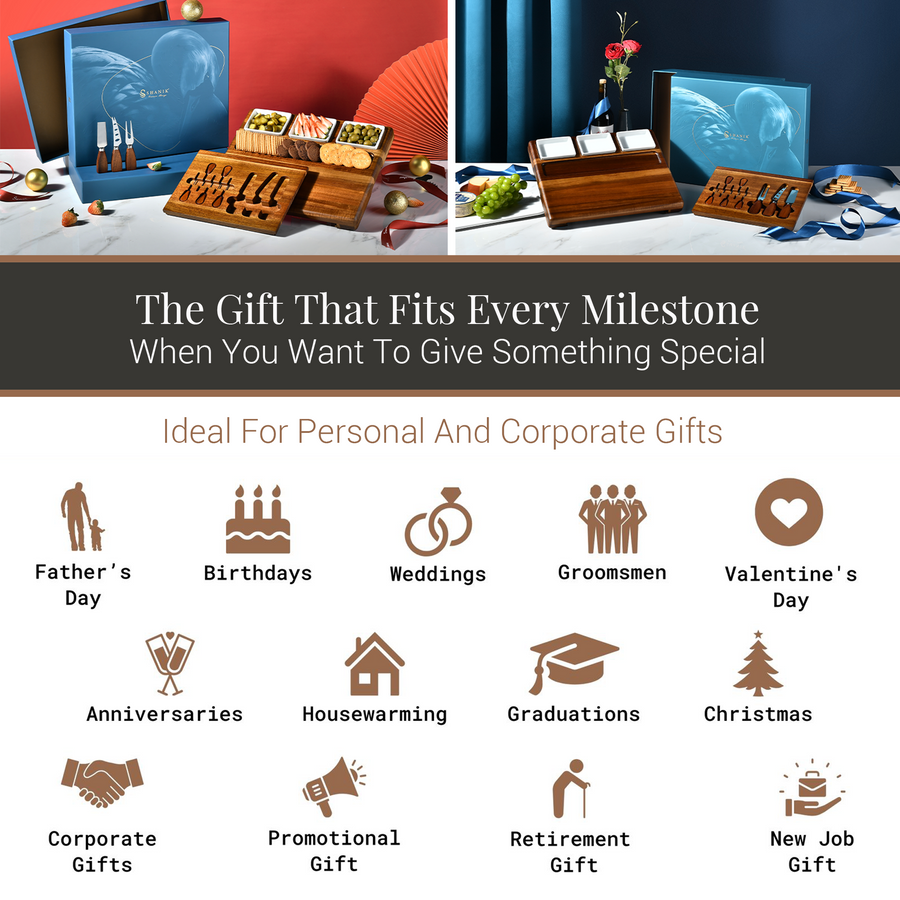 The image is a collage of various gift ideas, including personal and corporate gifts, that can be used for different occasions such as Father's Day, Valentine's Day, birthdays, weddings, graduations, and more.