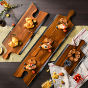 Shanik Acacia Set of 3 Wood Cheese Board Set with Puzzle Handles