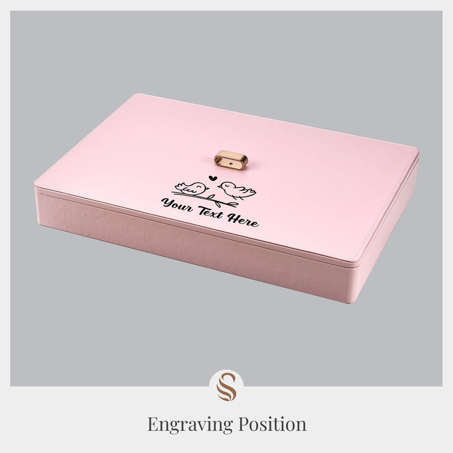 Pink Vegan Leather Stackable Jewelry Trays  Custom Jewelry Box for Women  Personalized Jewelry Case and Makeup Organizer