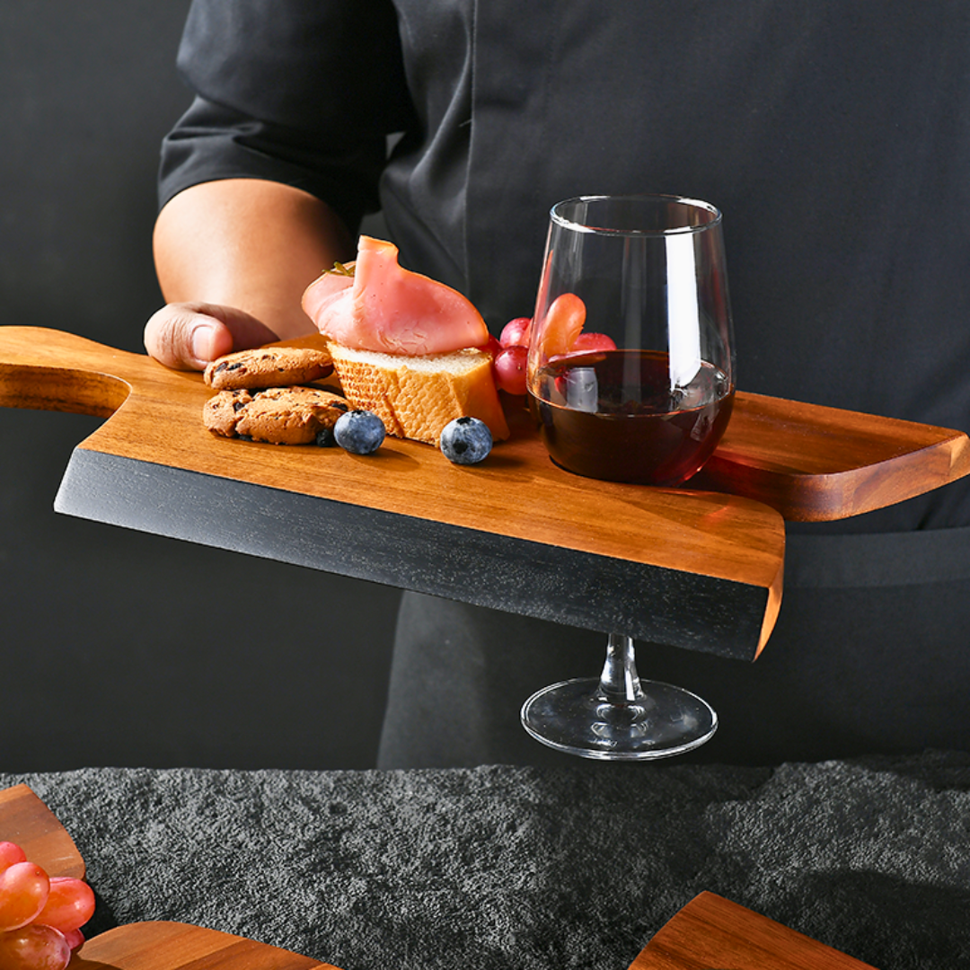 Shanik Acacia Set of 3 Wood Cheese Board Set with Puzzle Handles