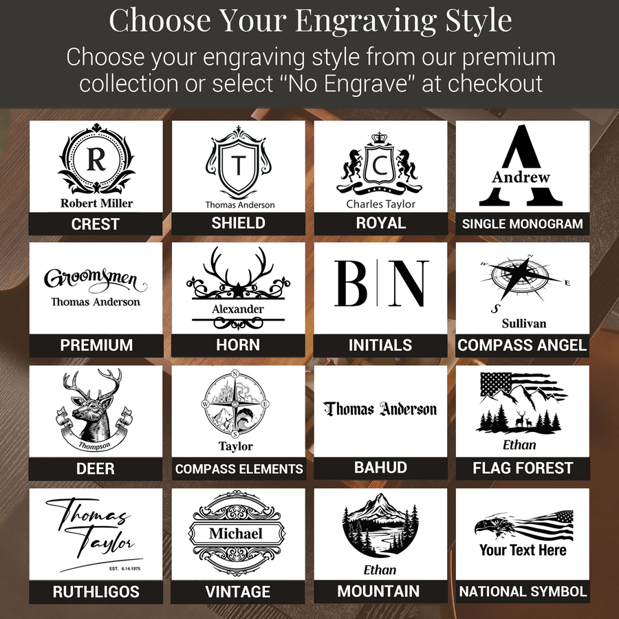 a collection of various engraved designs and logos, including names, initials, and symbols, arranged in a grid format.