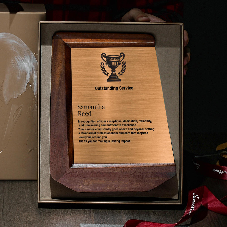 Professional Acrylic Photo Display Custom Text Award Modern Office Gift Achievement Appreciation Premium Clear Block Large Size Desktop Stand Professional Presentation Elegant Design Custom Message Option Employee Recognition Award