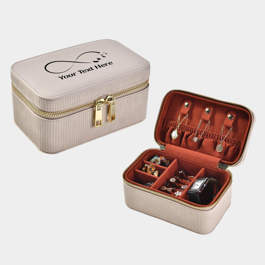 an open suitcase with jewelry inside of it