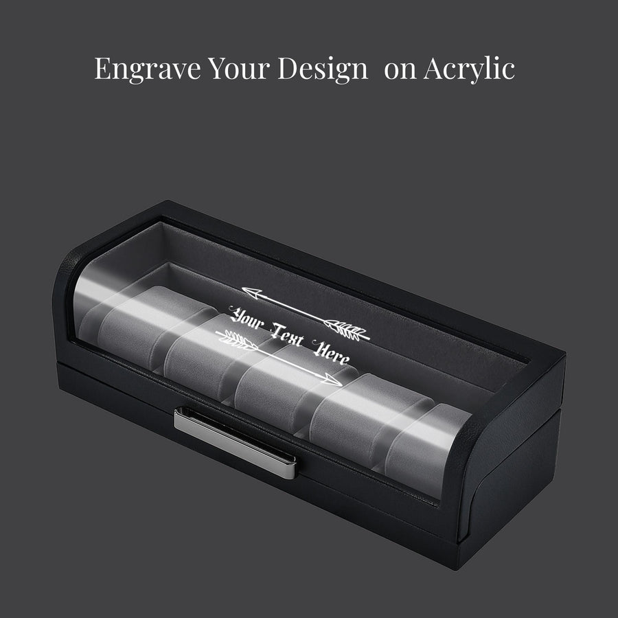 Personalized Box for 5 Watches  Custom Engraved Watch Display Case  Leather Watch Box for Men