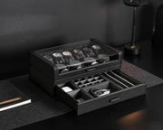 Personalized Watch Box for Men Large Leather Watch Case with Acrylic Top 10 Watch Mens Gift
