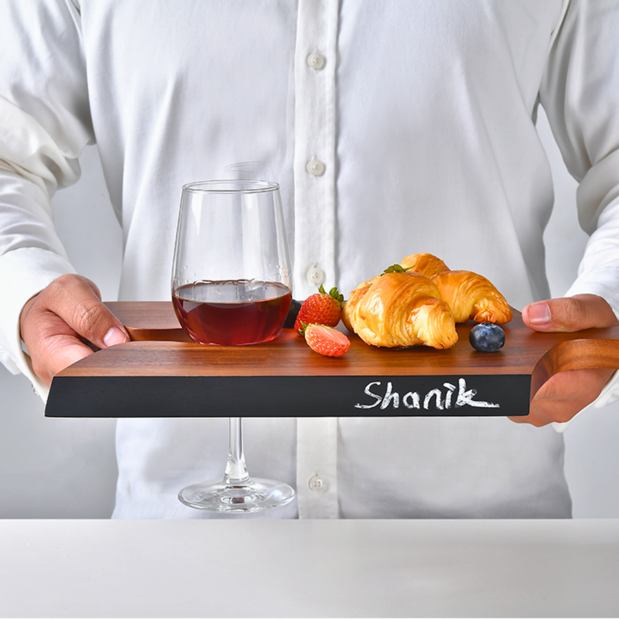 Shanik Acacia Set of 3 Wood Cheese Board Set with Puzzle Handles