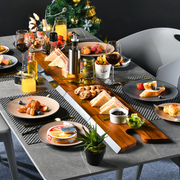 Shanik Acacia Set of 3 Wood Cheese Board Set with Puzzle Handles