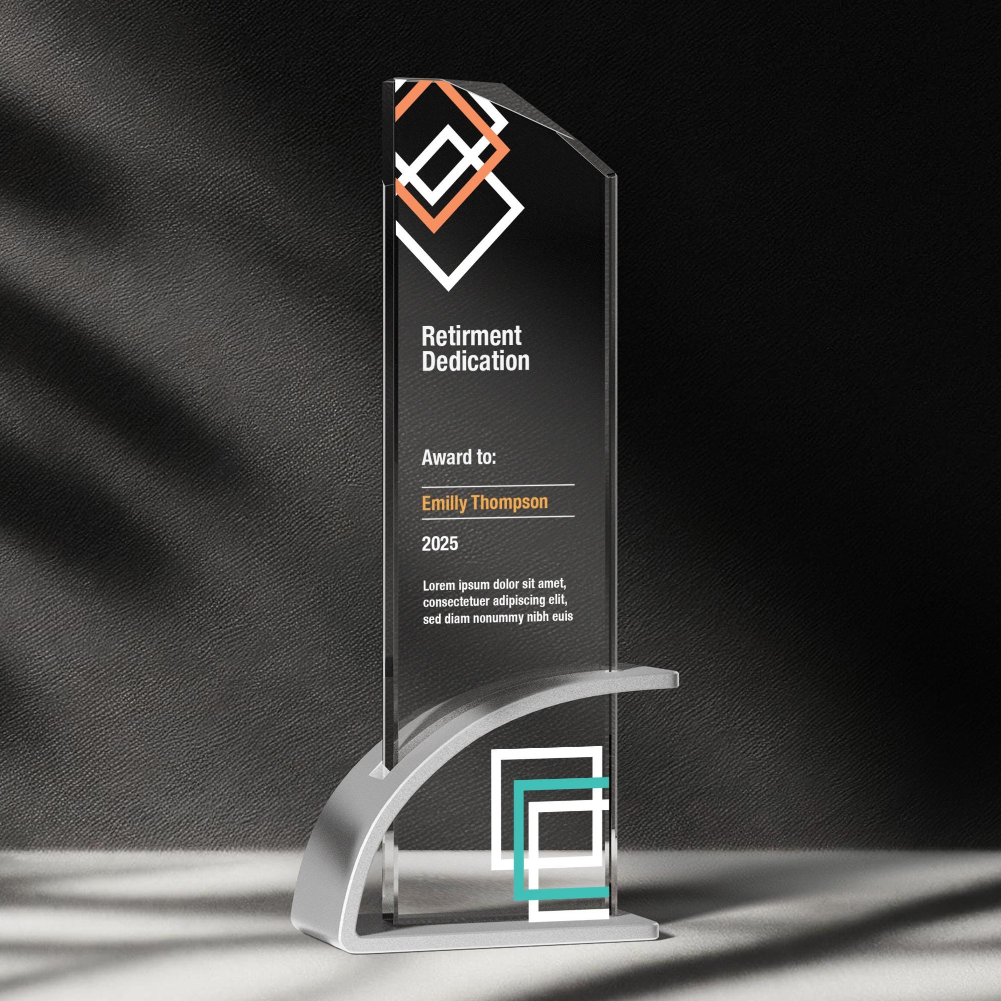 Custom Recognition Award Plaque Premium Crystal Award Professional Business Achievement Display Clear Optic Design Executive Desktop Piece UV Print Customization Perfect Corporate Gift Elegant Presentation Stand Modern Office Collection