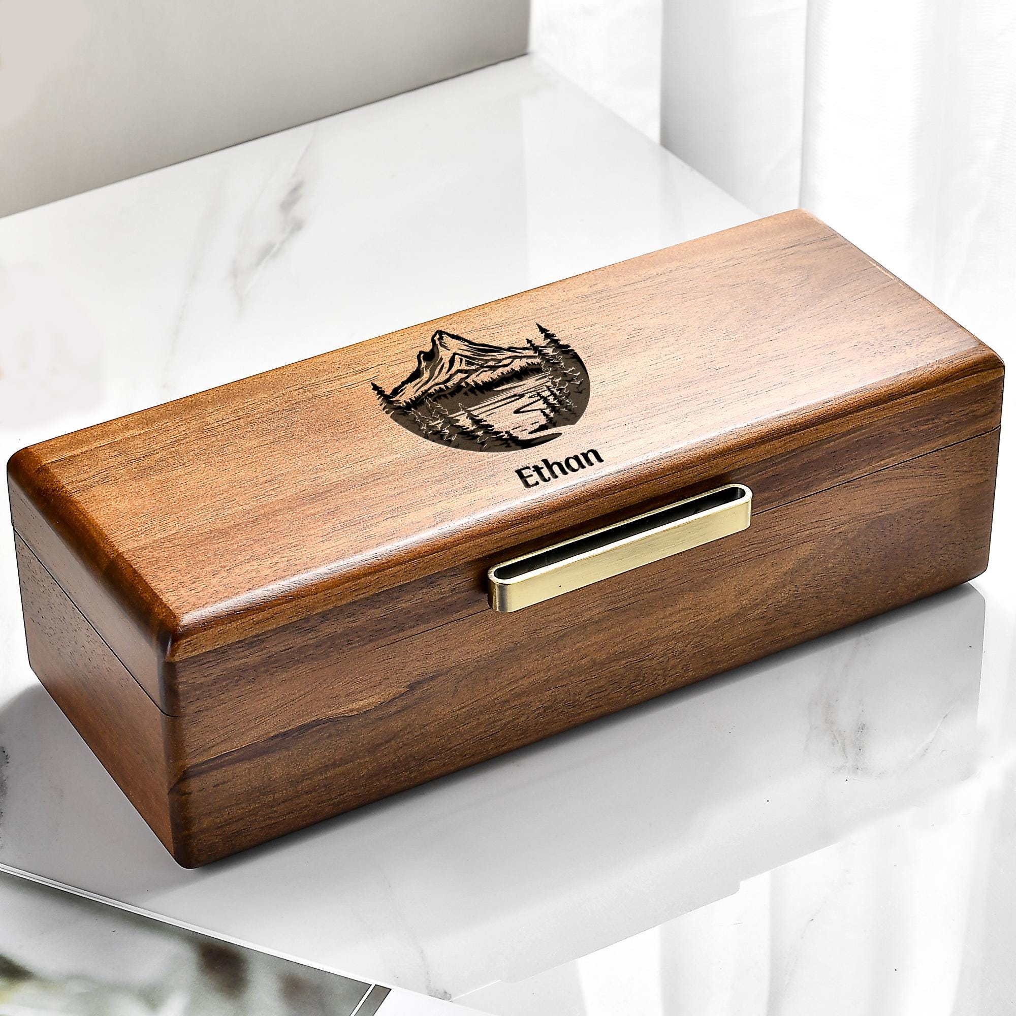 a wooden box sitting on top of a table