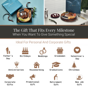The image is a collage of various gift ideas, including personal and corporate gifts, ideal for different occasions such as Father's Day, birthdays, weddings, groomsmen, Valentine's Day, anniversaries, housewarming, graduations, Christmas, and new job gifts.