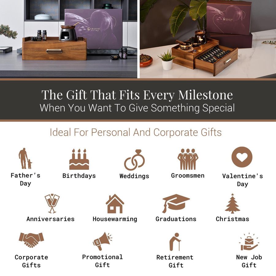 The image is a collage of various gift ideas, including personal and corporate gifts, suitable for different occasions such as Father's Day, birthdays, weddings, and more.
