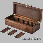 a wooden box with four pieces of wood in it