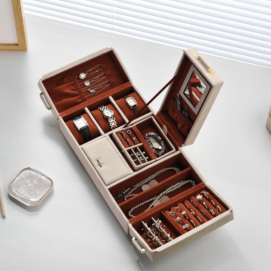 an open jewelry box sitting on top of a table