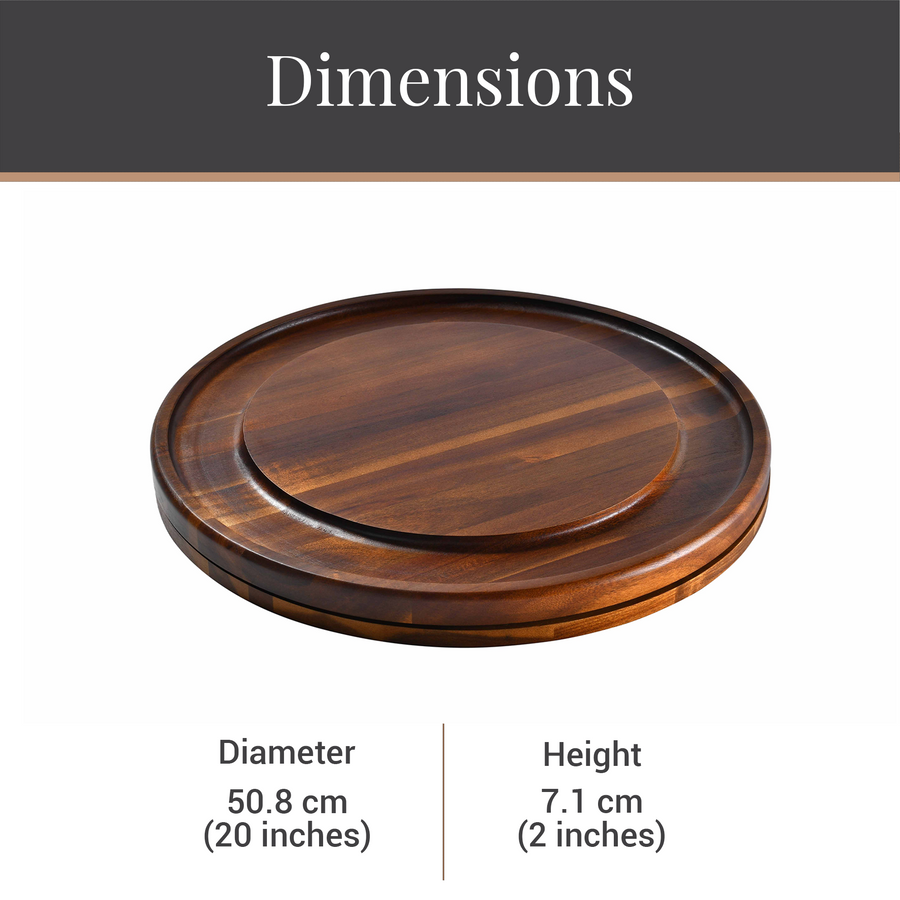 a wooden serving tray with a round top, placed on a white background.
