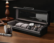 Personalized Box for 5 Watches  Custom Engraved Watch Display Case  Leather Watch Box for Men