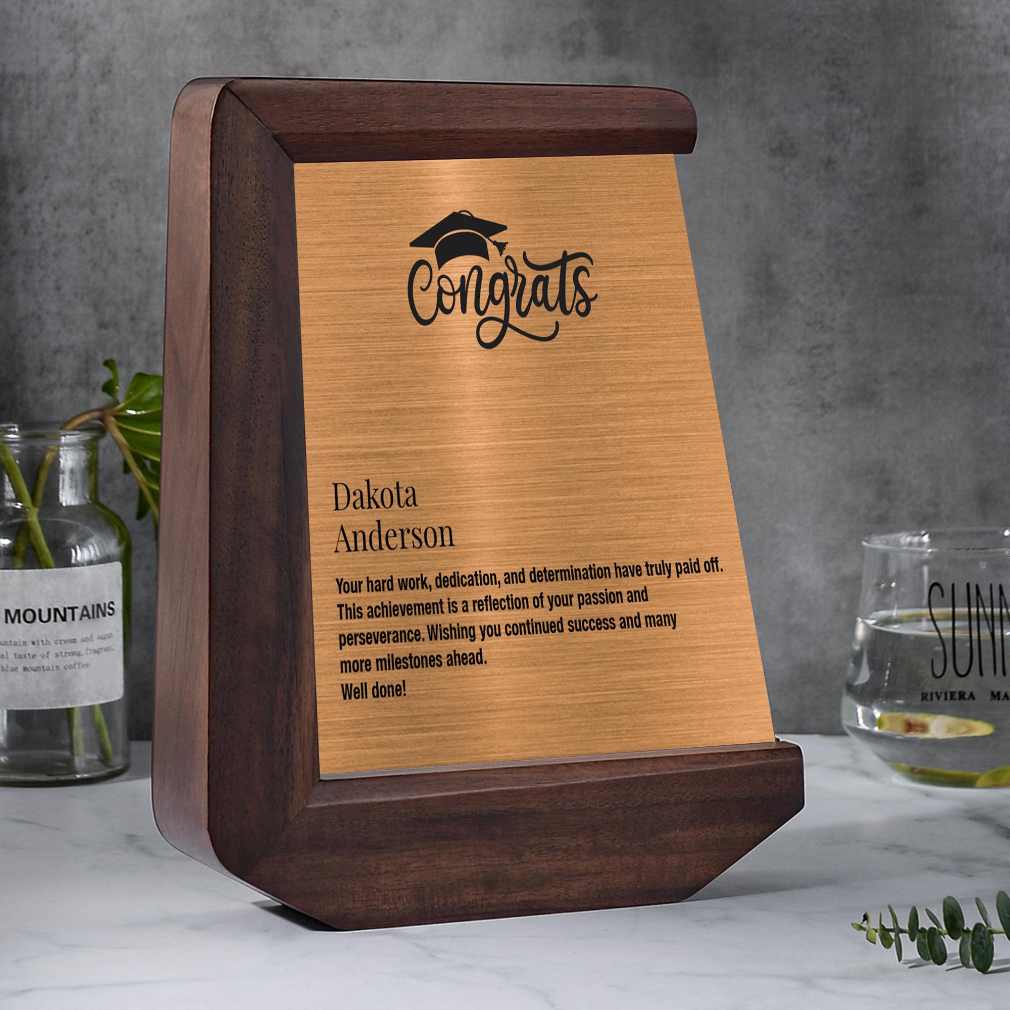 Prestigious Cooper Brushed Plaque Custom Logo Award Modern Trophy Desk Plaque