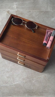 Engraved Jewelry Box  Countertop Wooden Make-up Organizer Box