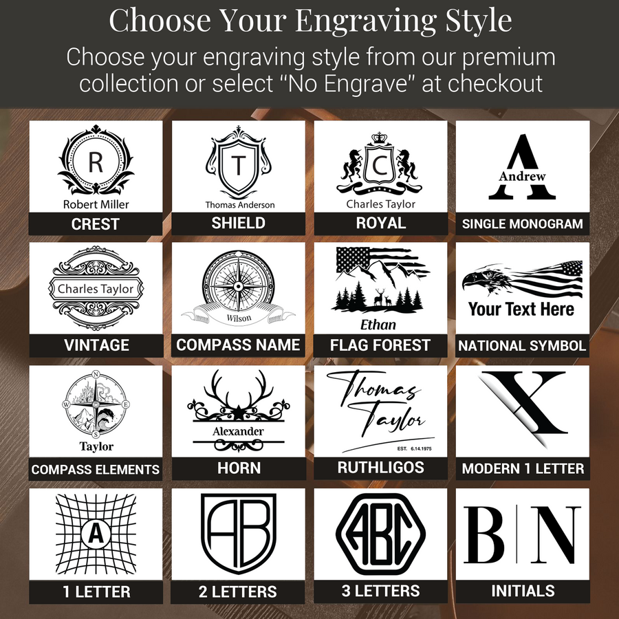 a collection of various engraved designs and logos, including letters, symbols, and other decorative elements. The text suggests that these designs can be used for personalized items, such as monogrammed letters, engraved cards, or other custom-made products.