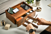 Acacia docking station with tech holders
