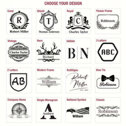 a collection of 16 different monogram designs, each featuring a unique combination of letters and symbols. The designs include various styles such as vintage, horn, initials, ABC, Robert Miller, Thomas Anderson, Charles Taylor, Richard, BN, William, Ruthiges, Robert Miller, and Robinson. The monograms are presented in a grid format, allowing for easy comparison and selection based on personal preferences or design aesthetics.