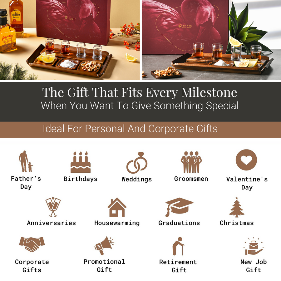 Engraved Tequila display set  shot paddle tray with glasses and coasters tequila gift box