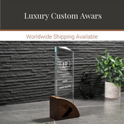 Elegant Crystal Wood Base Trophy Award