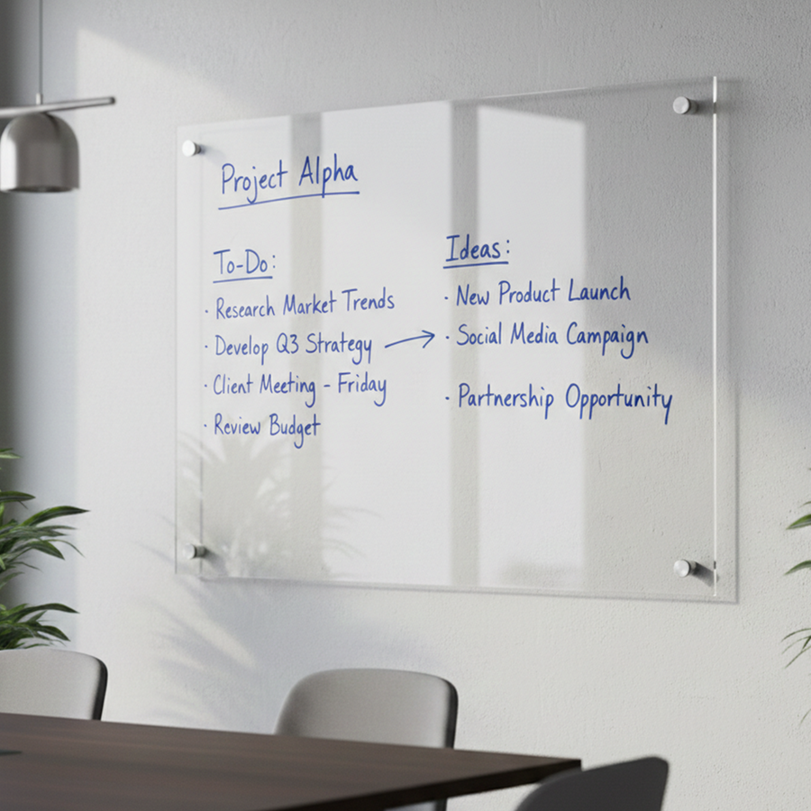 Meeting room writable blank acrylic board wall mounted office task board clear acrylic dry erase board reception announcement acrylic sign