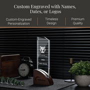 Elegant Crystal Wood Base Trophy Award