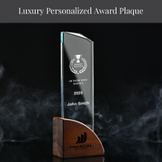 Elegant Crystal Wood Base Trophy Award