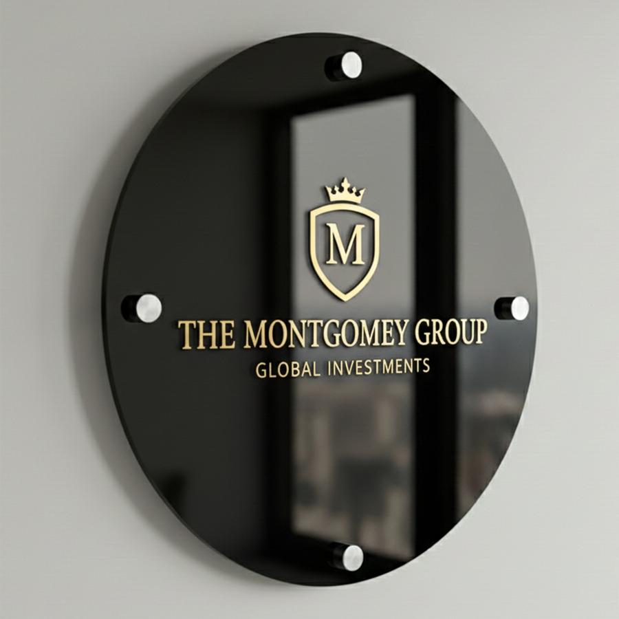Custom UV print office signage modern acrylic wall nameplate for business branding office reception logo wall decor lobby display sign