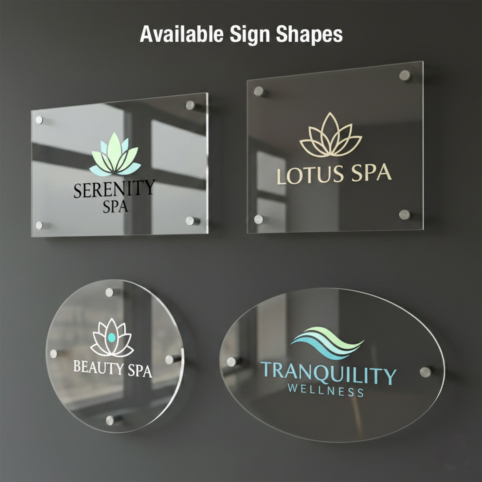 Spa business signboard hair salon acrylic logo sign custom UV printed wall decor personalized branding plaque spa and beauty salon