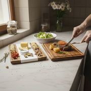 Cutting board for kitchen engraved chopping board double side butcher block with juice groove and wood marble charcuterie gift for her