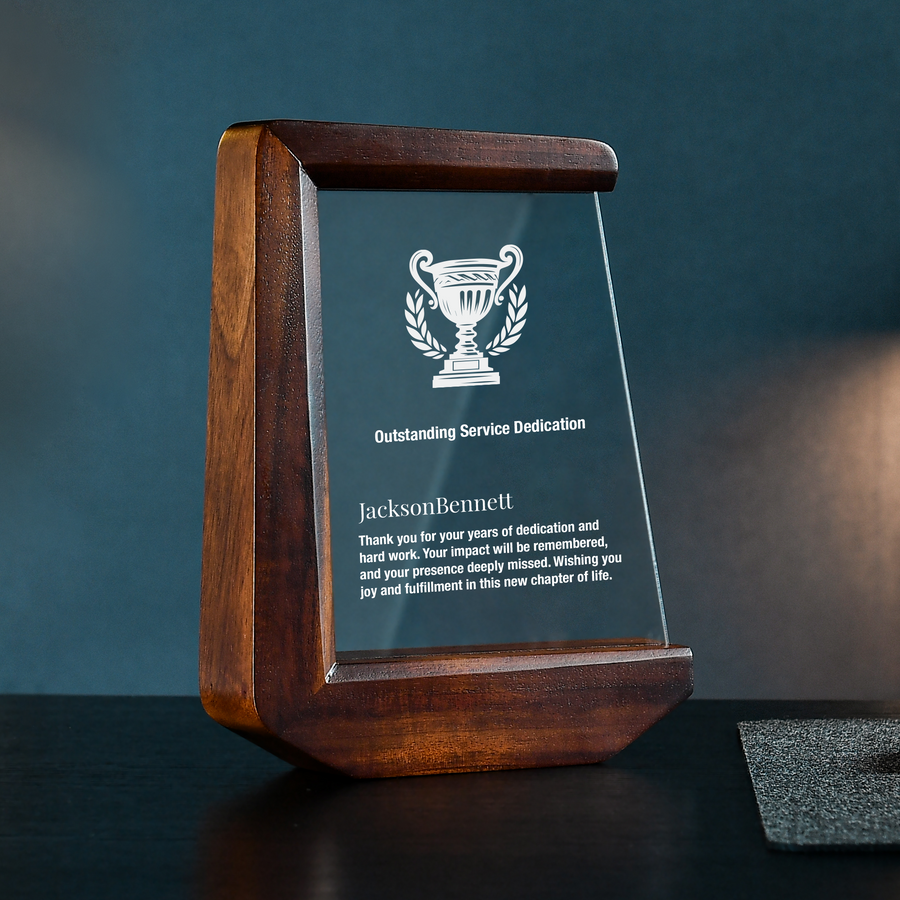 Custom Award Plaque: Personalized Acrylic Trophy for Retirement or Achievement Recognition Work
