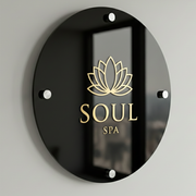 Spa business signboard hair salon acrylic logo sign custom UV printed wall decor personalized branding plaque spa and beauty salon