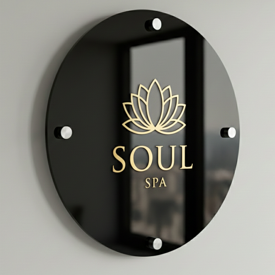 Spa business signboard hair salon acrylic logo sign custom UV printed wall decor personalized branding plaque spa and beauty salon