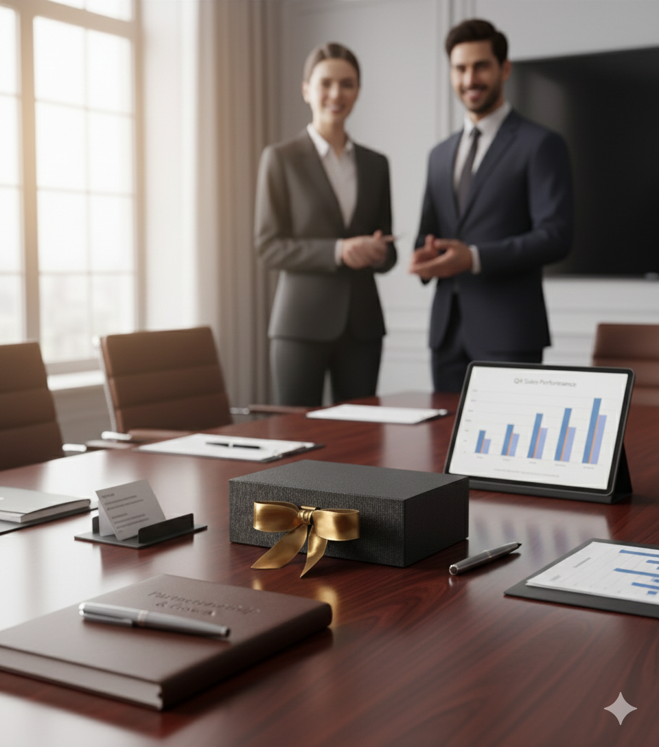 Custom magnetic gift box with ribbon personalized message luxury corporate packaging set branded client gift foldable presentation box