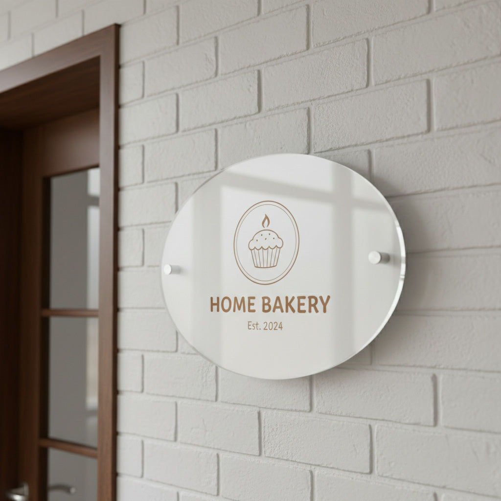 Storefront bakery sign elegant wall-mounted acrylic sign boutique small business logo sign ready to hang custom shop commercial sign
