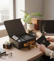 Custom magnetic gift box with ribbon personalized message luxury corporate packaging set branded client gift foldable presentation box