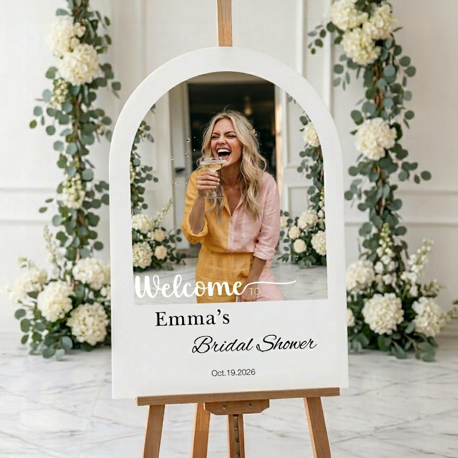 Bridal shower welcome sign personalized bride to be poster custom name and photo wedding shower sign modern bridal shower decoration