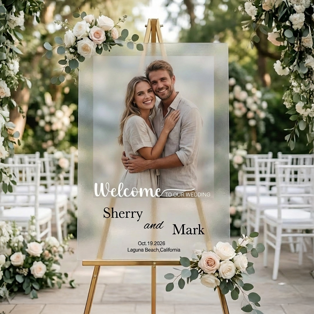 Bridal shower welcome sign personalized bride to be poster custom name and photo wedding shower sign modern bridal shower decoration