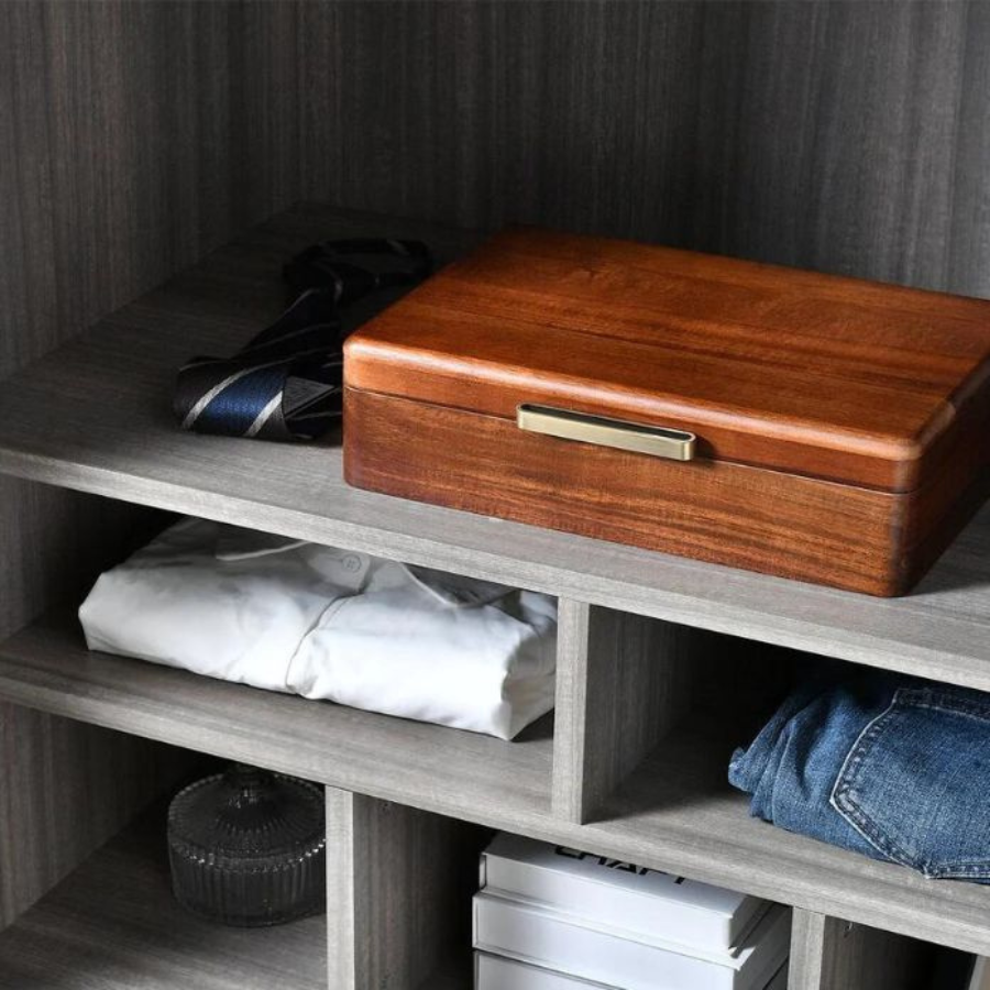 Tie Box - Wooden Box with Lid, Engagement Gift for Him