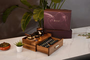 Essential Oil Storage Box Acacia Wood Organizer with Drawer Custom Engraved Diffuser Cable Slot Gift for Aromatherapy Meditation Space