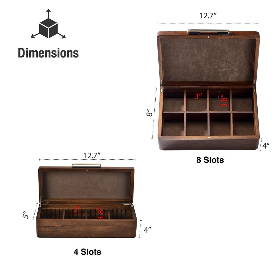 a wooden box filled with lots of different items