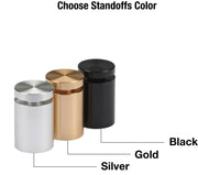 three different colored standoffs, each with a distinct color and design.