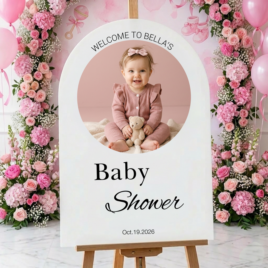Bridal shower welcome sign personalized bride to be poster custom name and photo wedding shower sign modern bridal shower decoration
