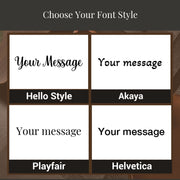 four different font styles for a message, including "Hello Style", "Akaa", "Your message", and "Playfair" and "Helvetica".