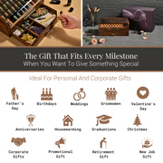 The image is a collage of various gift ideas, including personal and corporate gifts, ideal for different occasions such as Father's Day, Valentine's Day, birthdays, weddings, groomsmen, and more.