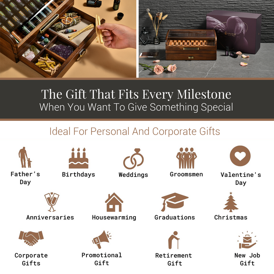 The image is a collage of various gift ideas, including personal and corporate gifts, ideal for different occasions such as Father's Day, Valentine's Day, birthdays, weddings, groomsmen, and more.