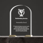 a plaque with a picture of a trophy on it